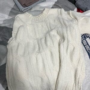 American Eagle Outfitters Ivory Cable Knit Sweater
